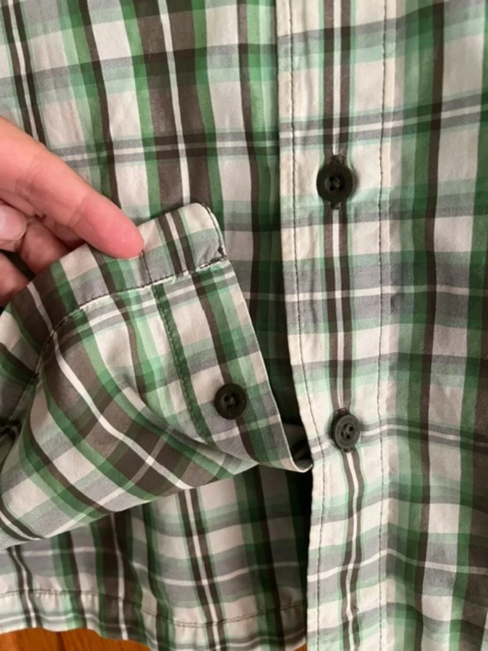 THE NORTH FACE Green Plaid Climate Cool Short Sleeve Shirt Men's Medium